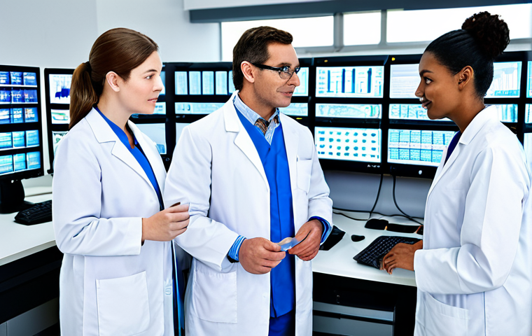 Genomic Research**

"A diverse team of scientists in a modern laboratory setting, analyzing DNA sequences on computer screens, fully clothed in appropriate lab attire, safe for work, perfect anatomy, natural proportions, professional photography, high quality, illustrating the promise of genomics in drug discovery, modest clothing, family-friendly."

**