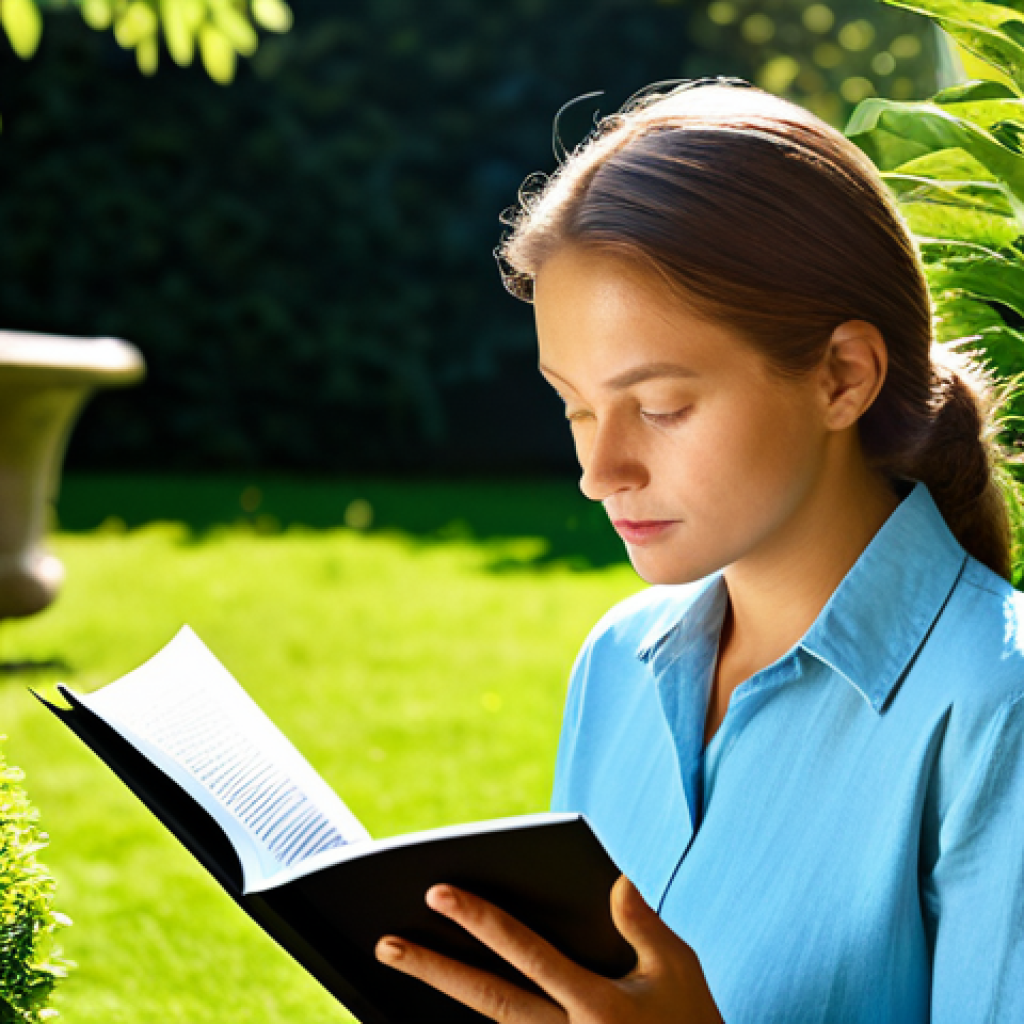 **A serene individual in comfortable, everyday attire, thoughtfully reading a genetic report in a sunlit garden.** The focus is on their contemplative expression, suggesting a blend of curiosity and slight concern. Background should be lush and calming. safe for work, appropriate content, fully clothed, professional photography, high quality, natural proportions.