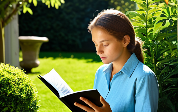 **A serene individual in comfortable, everyday attire, thoughtfully reading a genetic report in a sunlit garden.** The focus is on their contemplative expression, suggesting a blend of curiosity and slight concern. Background should be lush and calming. safe for work, appropriate content, fully clothed, professional photography, high quality, natural proportions.