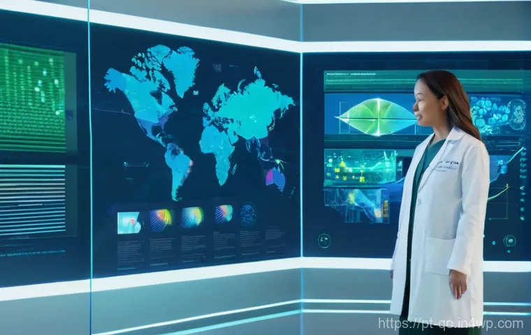 정밀 의학의 사회적 책임 - **Prompt:** A diverse group of adults, fully clothed, stand in a bright, modern medical facility, ga...