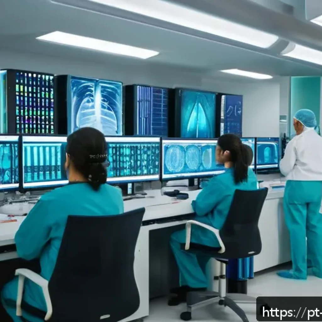 정밀 의학의 플랫폼 및 솔루션 분석 - A modern Brazilian medical laboratory scene showcasing a diverse group of healthcare professionals a...